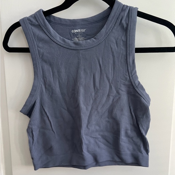 Tops - Women's Ribbed Tank Crop Top - Slate Blue
